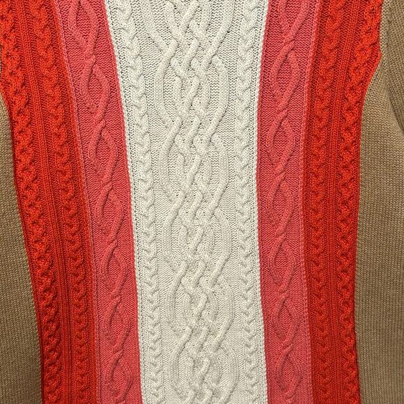 Tommy Hilfiger Cableknit Striped Pullover Sweater Women's Sz M Tan Multi - Picture 6 of 8